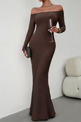 Einfarbiges schulterfreies Fischschwanzkleid